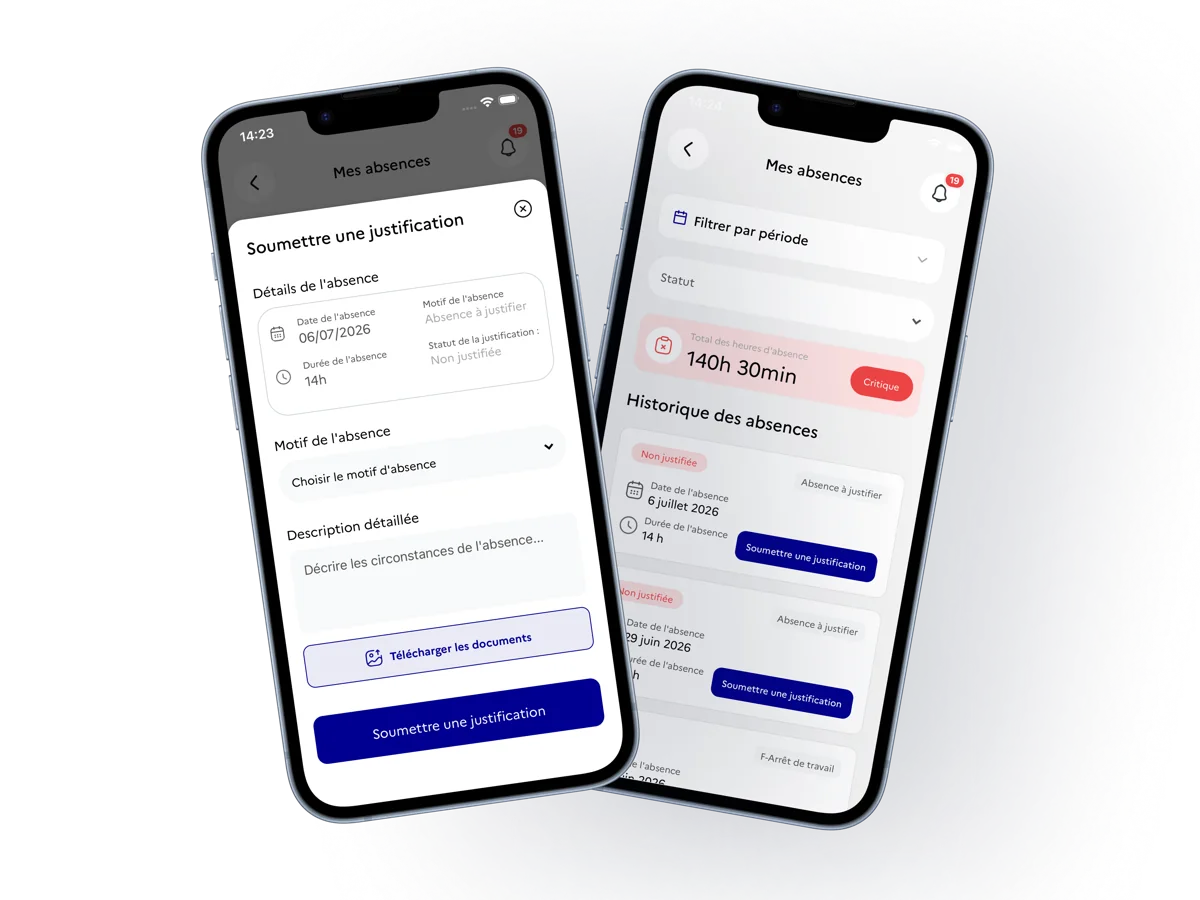 Application apprenti, soumission d’une justification d’absence